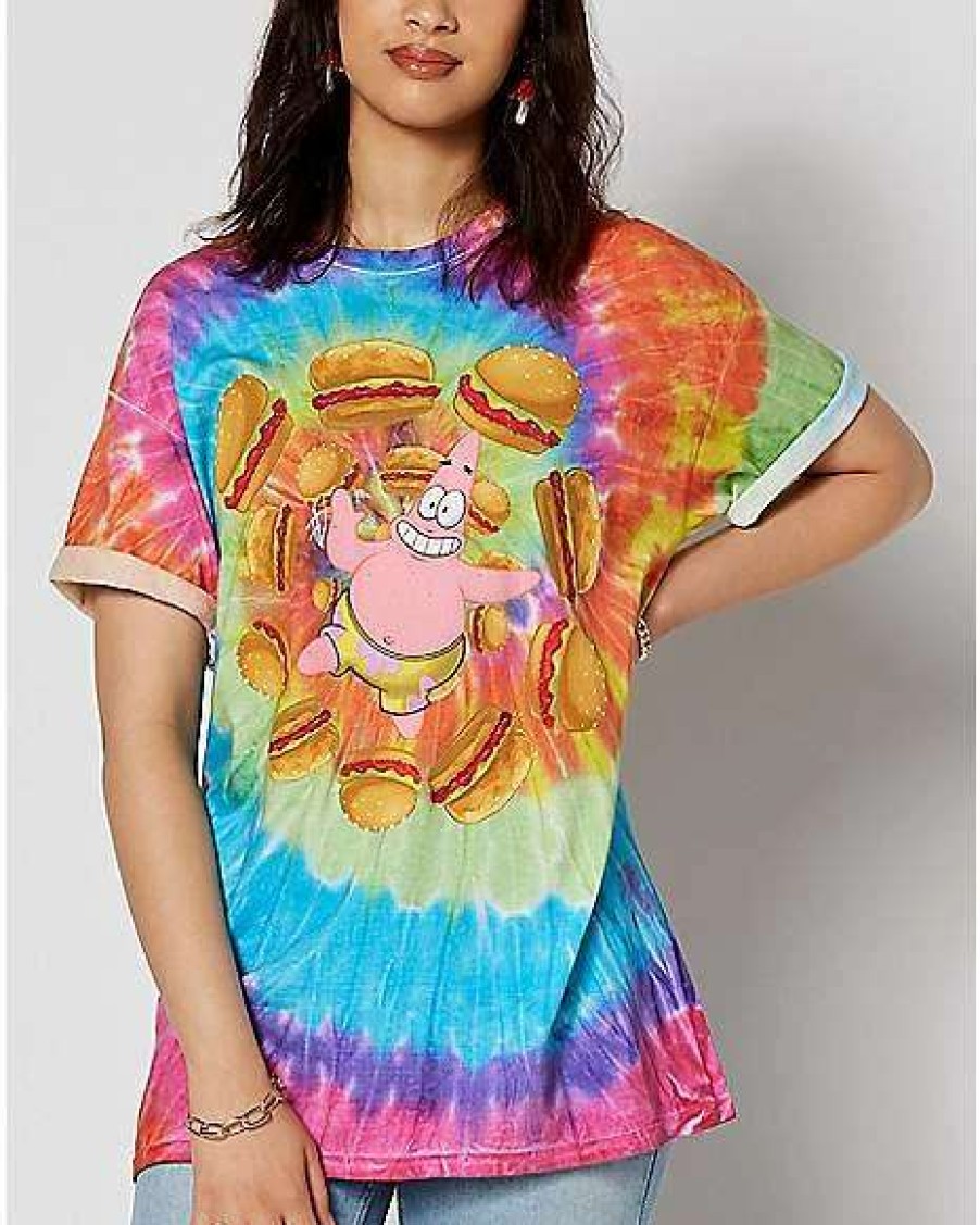 Spongebob * Wholesale Tie Dye Patrick Krabby Patties T Shirt Spongebob Squarepants Rainbow