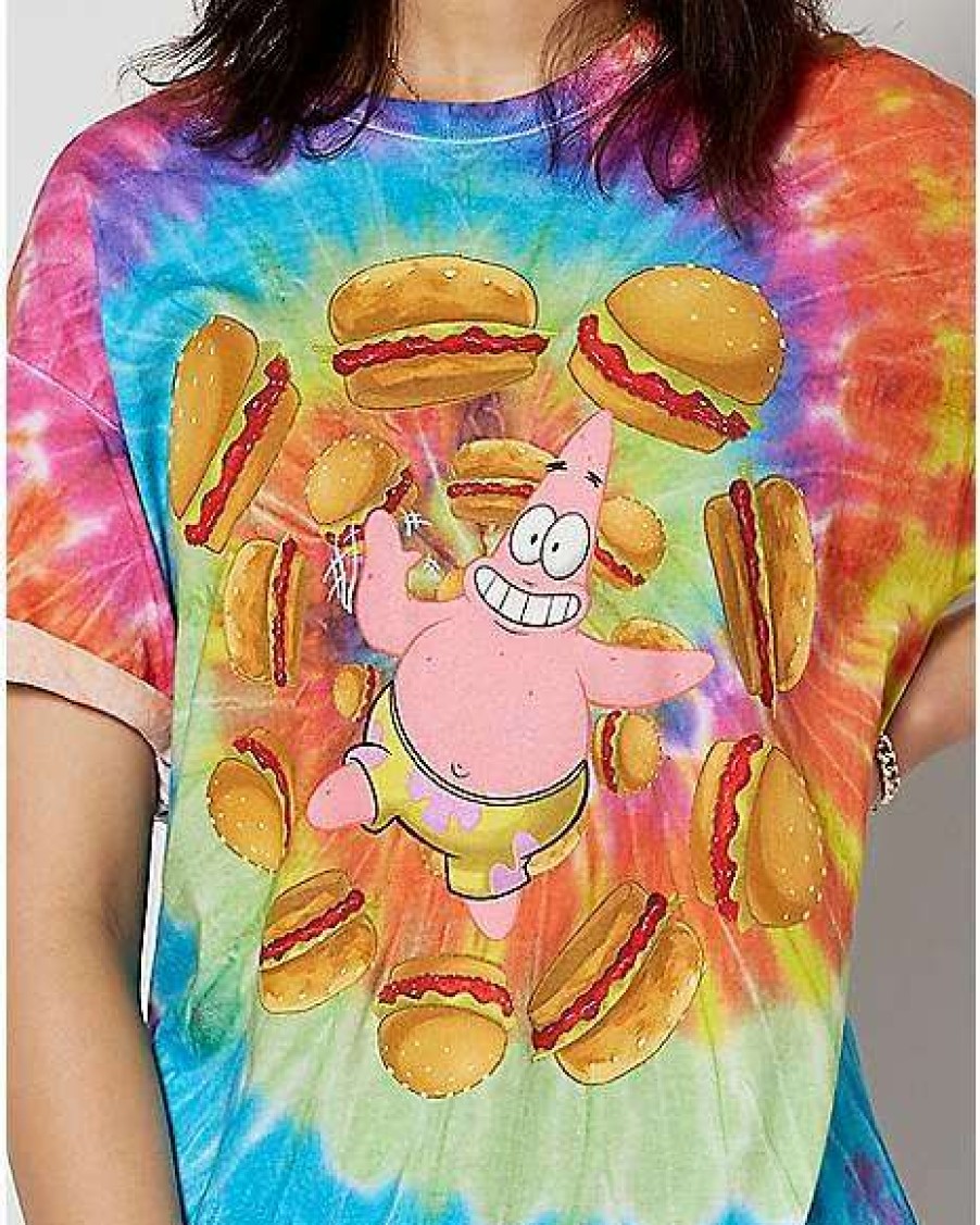 Spongebob * Wholesale Tie Dye Patrick Krabby Patties T Shirt Spongebob Squarepants Rainbow