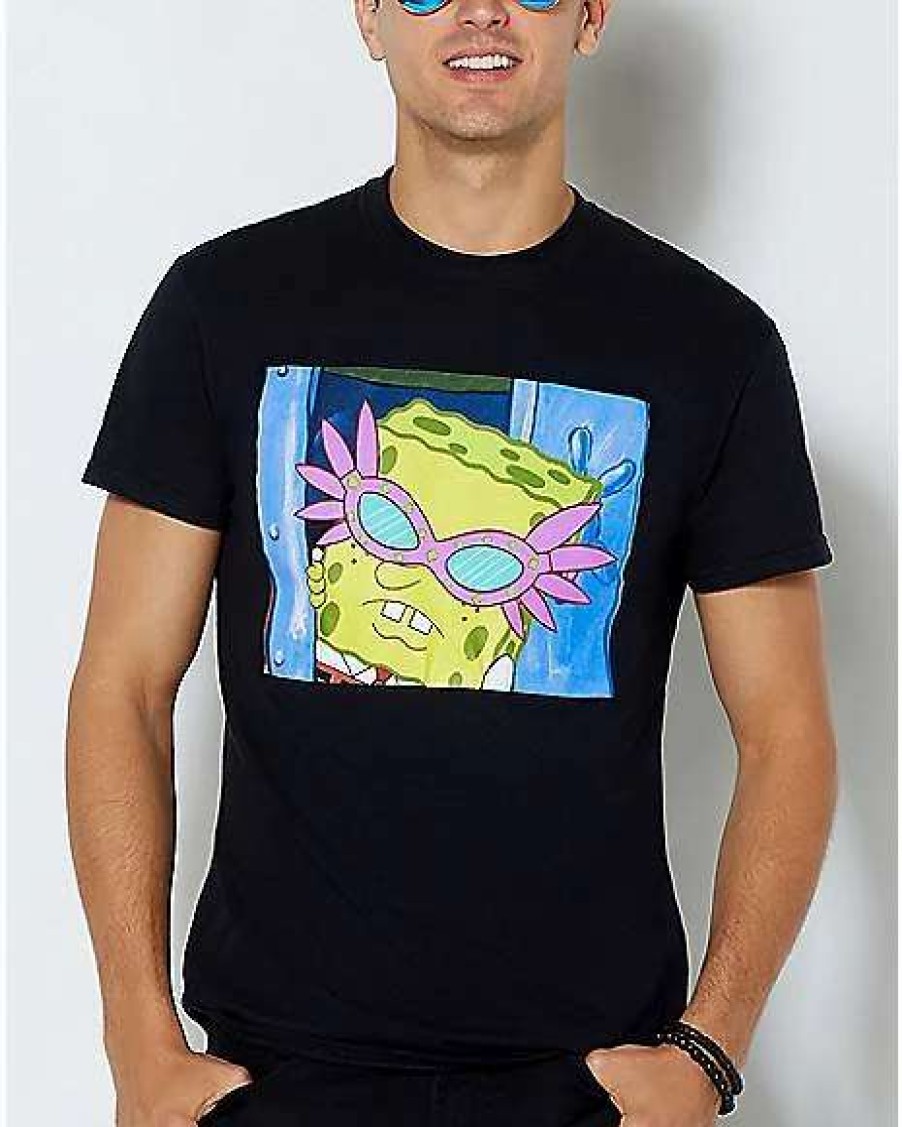 Spongebob * Cheap Spongebob Pink Sunglasses T Shirt Black