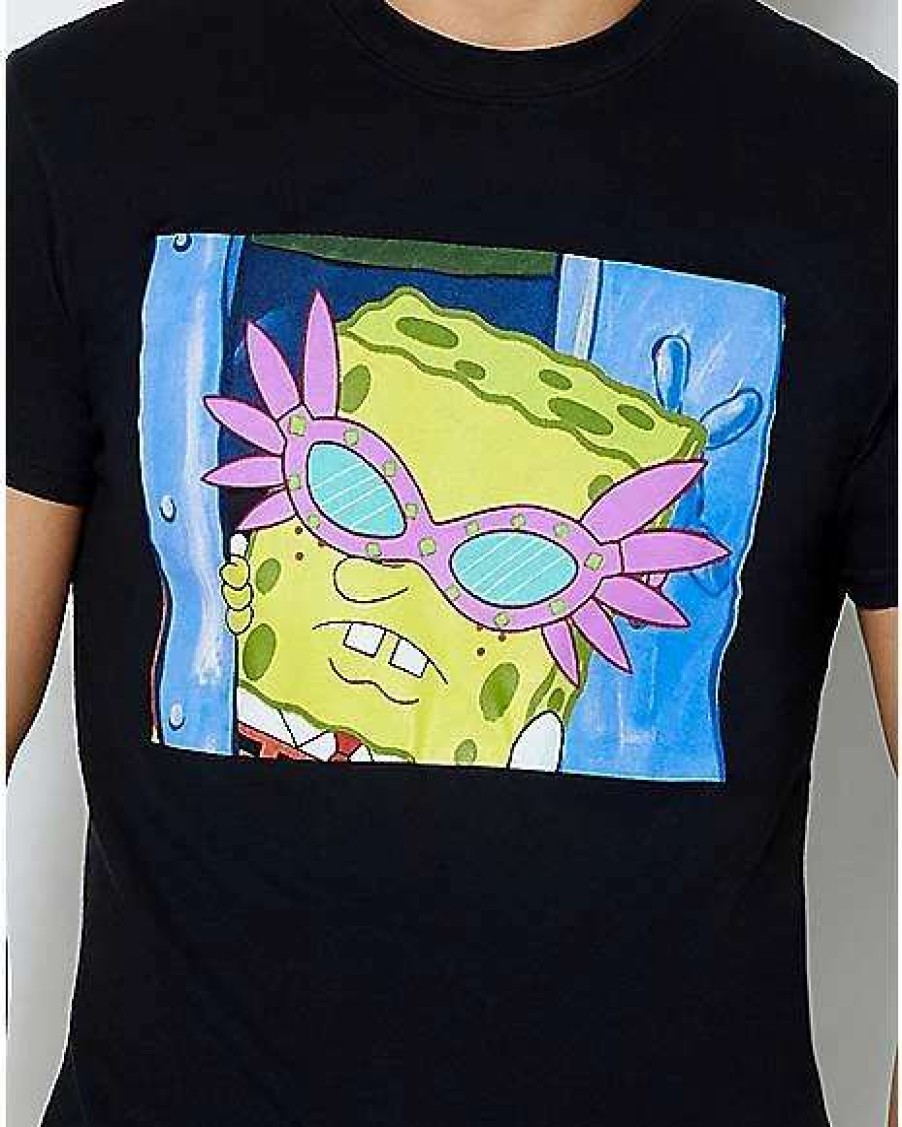 Spongebob * Cheap Spongebob Pink Sunglasses T Shirt Black