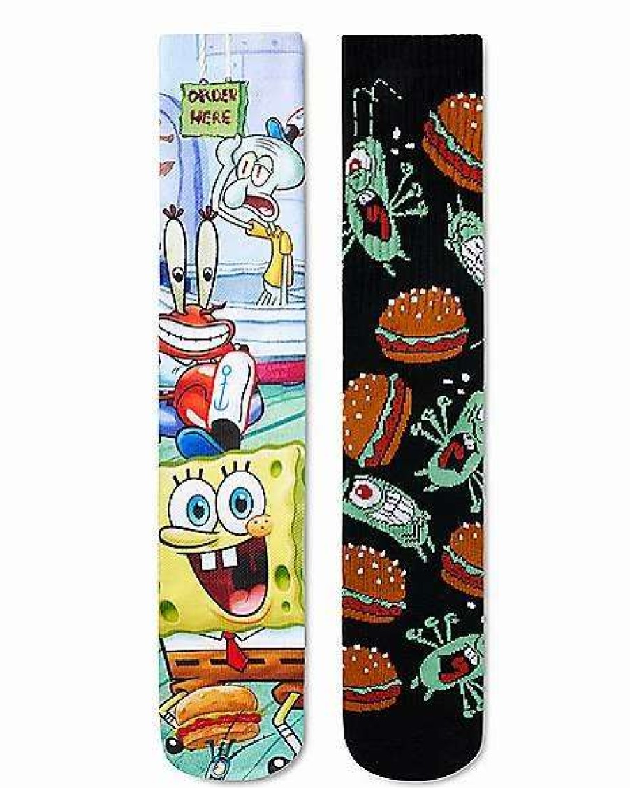 Spongebob * Best Pirce Krusty Krab Crew Socks 2 Pair Spongebob Squarepants Multi-Color