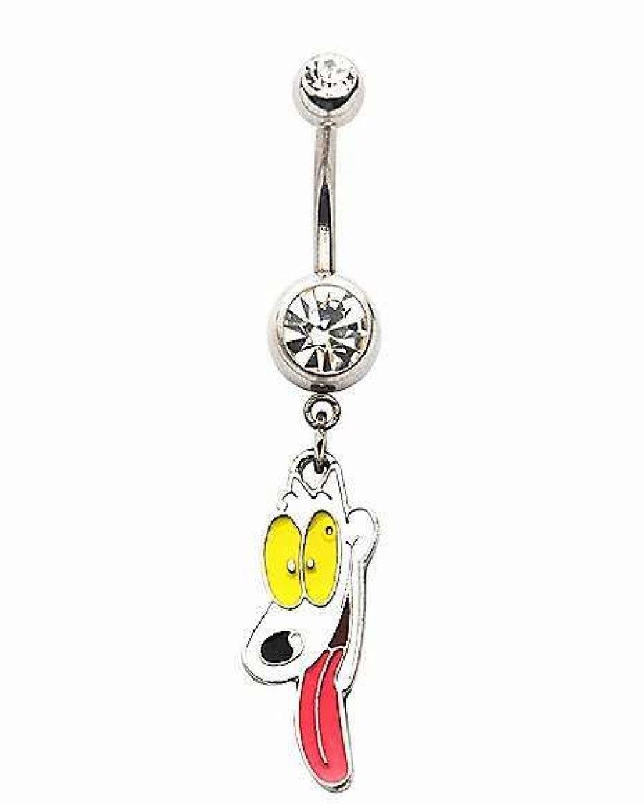 Nickelodeon * Buy Cz Spunky Dangle Belly Ring 14 Gauge Rocko'S Modern Life White