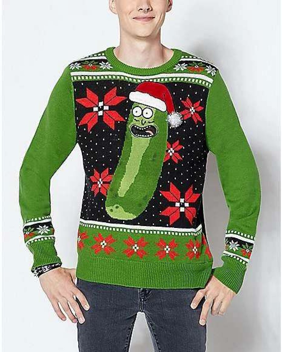 Rick And Morty * Best Pirce Light-Up Pickle Rick Ugly Sweater Rick And Morty Green