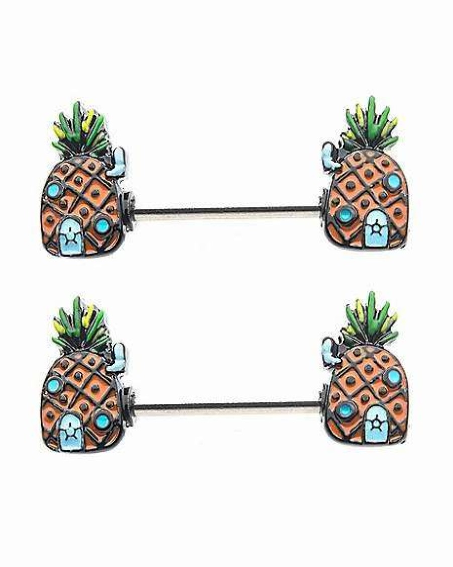 Spongebob * Flash Sale Pineapple Nipple Barbells 14 Gauge Spongebob Squarepants Orange