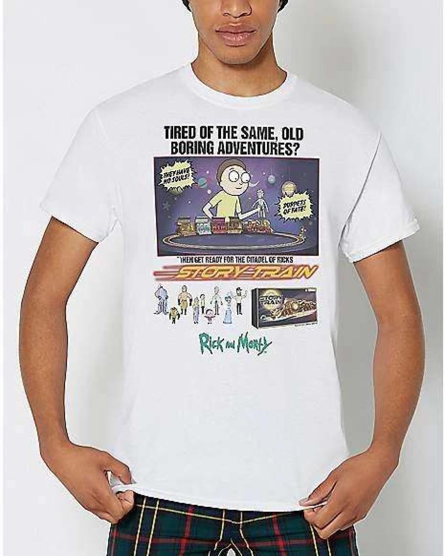 Rick And Morty * New Retro Story Train T Shirt Rick And Morty White