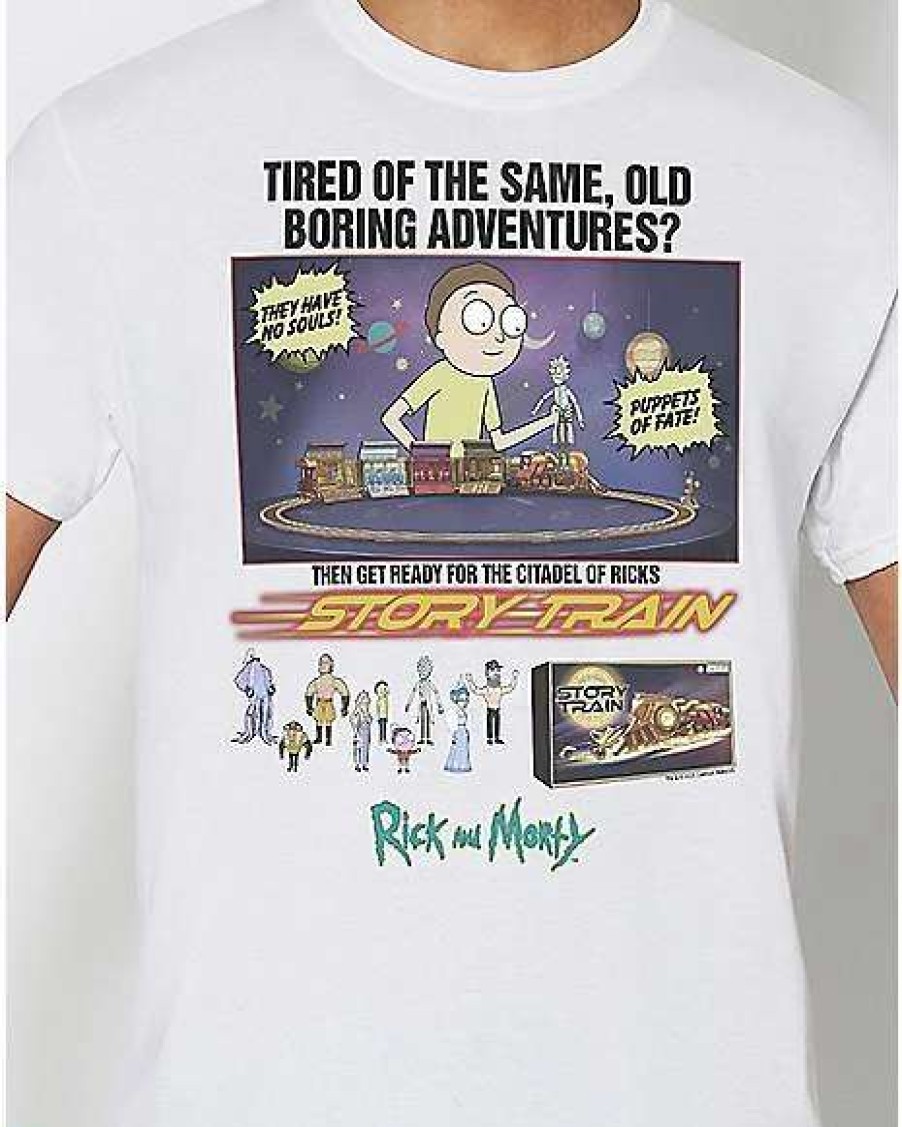 Rick And Morty * New Retro Story Train T Shirt Rick And Morty White