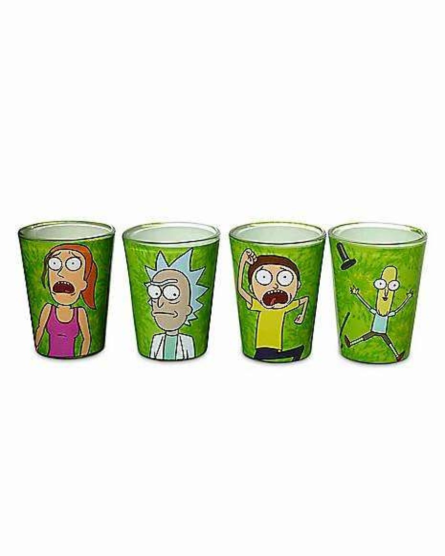 Rick And Morty * New Characters Rick And Morty Shot Glasses 4 Pack 1.5 Oz. Green