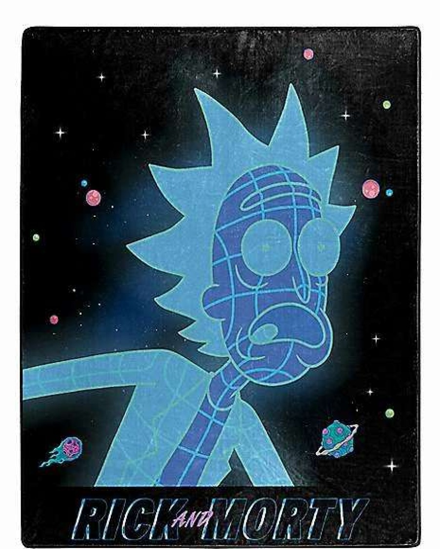 Rick And Morty * Best Pirce Hologram Rick Double Sided Fleece Blanket Rick And Morty Black