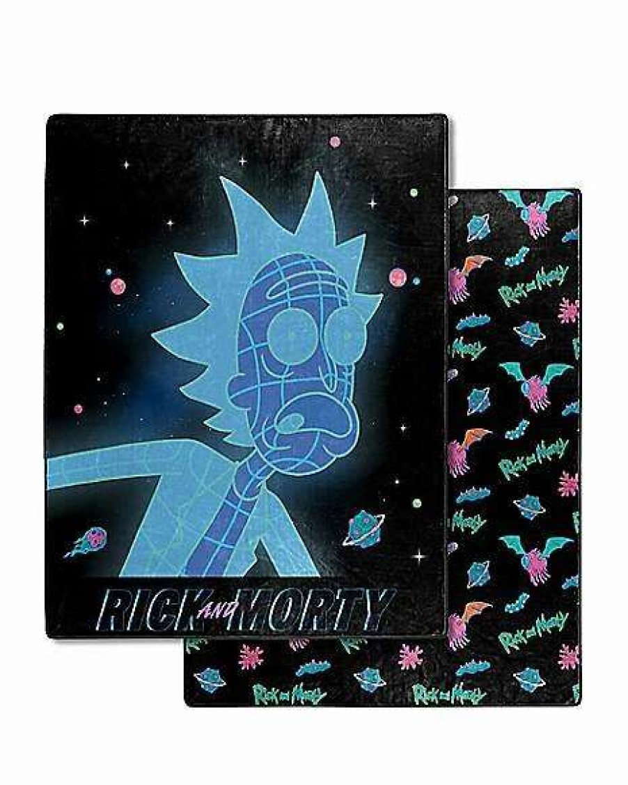 Rick And Morty * Best Pirce Hologram Rick Double Sided Fleece Blanket Rick And Morty Black