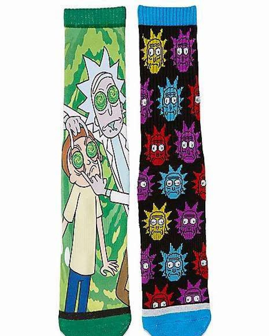 Rick And Morty * Outlet Portal Eyes Rick And Morty Crew Socks 2 Pack Multi-Color