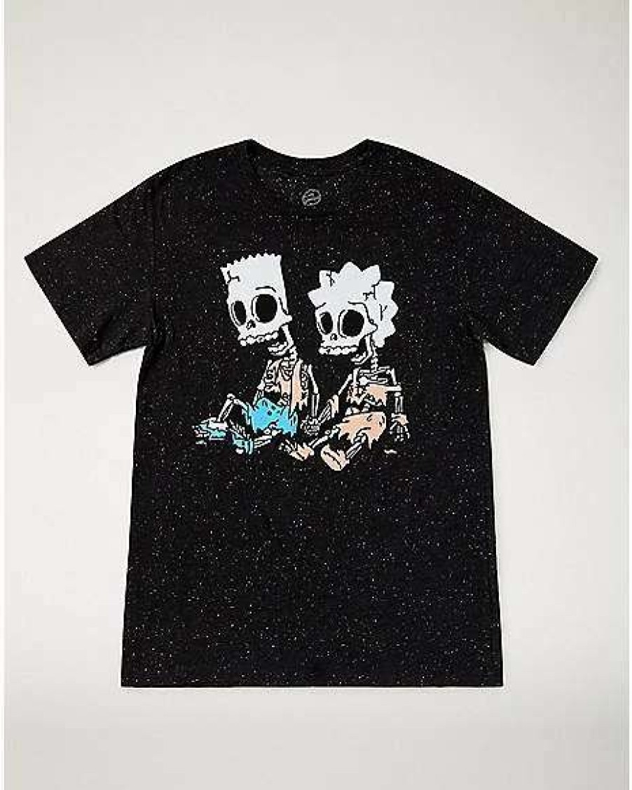 The Simpsons * New Bart And Lisa Skeletons T Shirt The Simpsons Black