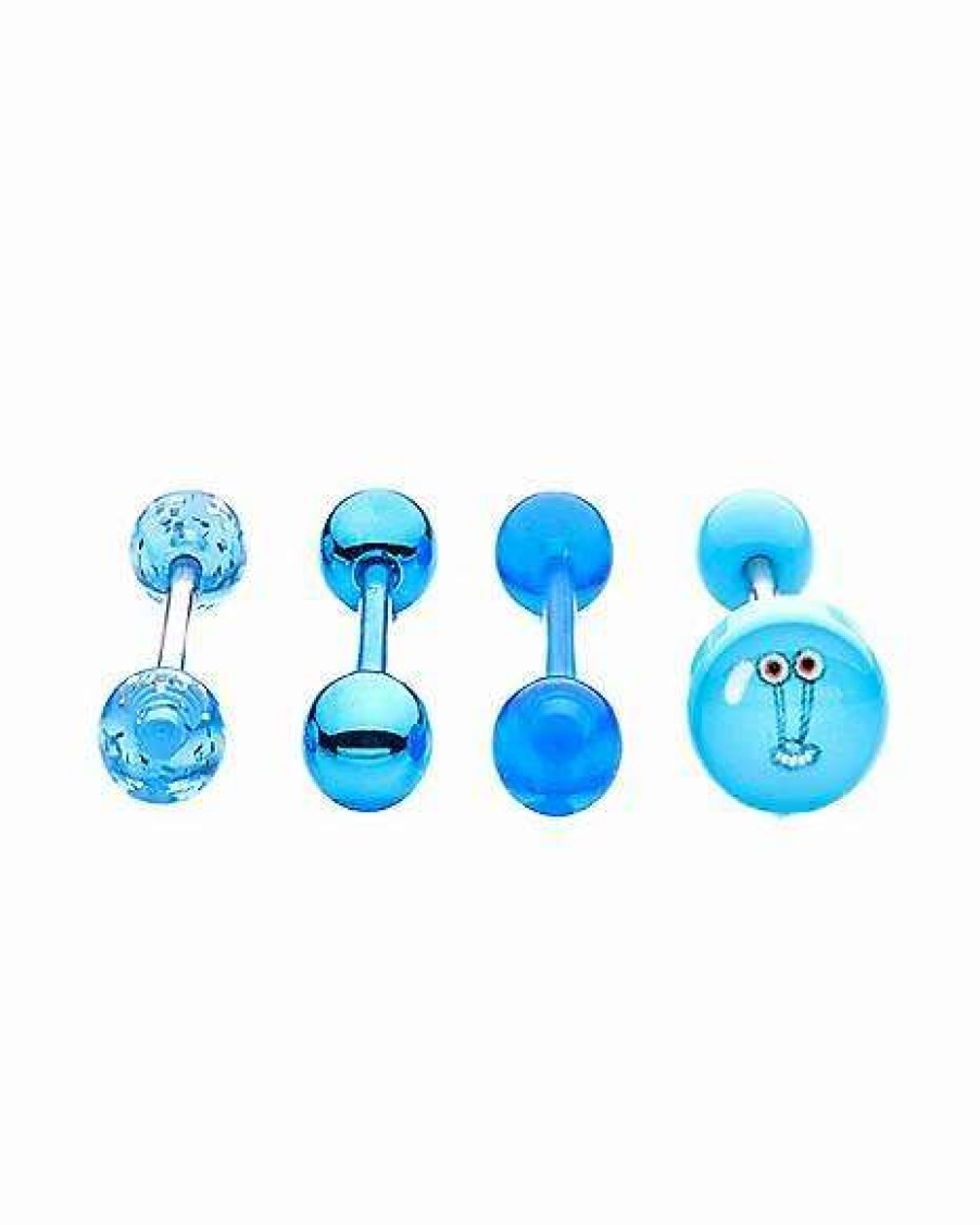 Spongebob * Brand New Multi-Pack Gary Spongebob Squarepants Barbells 4 Pack 14 Gauge Blue