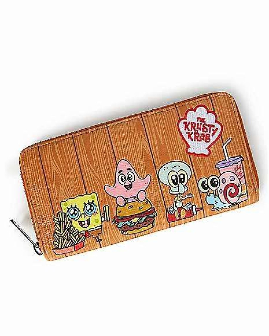 Spongebob * Coupon Loungefly Spongebob Squarepants Cute Character Zipper Wallet Brown