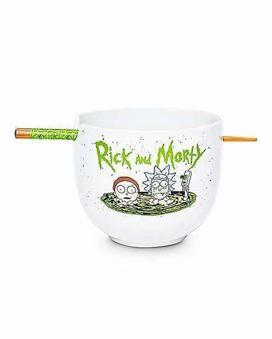 Rick And Morty * Outlet Rick And Morty Bowl With Chopsticks 20 Oz. White