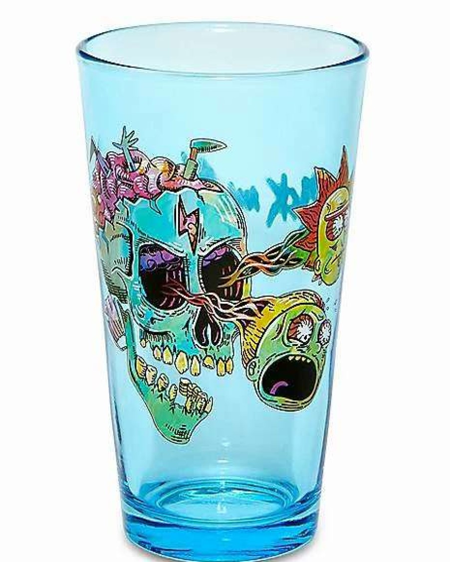 Rick And Morty * Budget Skull Rick And Morty Pint Glass 16 Oz. Blue