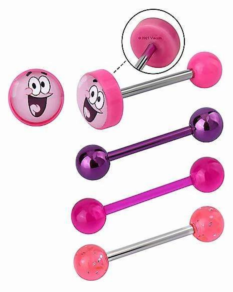 Spongebob * Cheap Multi-Pack Patrick Star Barbells 4 Pack 14 Gauge Spongebob Squarepants Pink Liquid Purple Wax