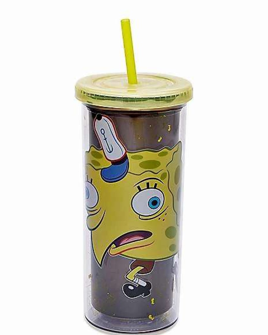 Nickelodeon * Cheapest Meme Spongebob Squarepants Cup With Straw 20 Oz. Nickelodeon Black