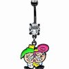 Nickelodeon * Outlet Cosmo And Wanda Dangle Belly Ring 14 Gauge The Fairly Oddparents Pink/Green