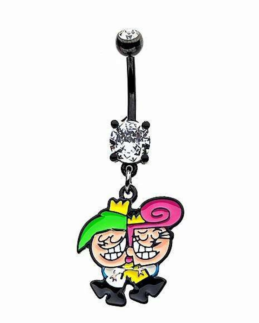 Nickelodeon * Outlet Cosmo And Wanda Dangle Belly Ring 14 Gauge The Fairly Oddparents Pink/Green