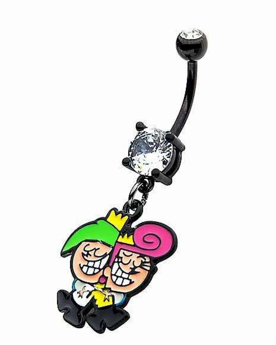 Nickelodeon * Outlet Cosmo And Wanda Dangle Belly Ring 14 Gauge The Fairly Oddparents Pink/Green