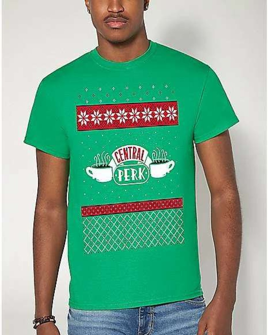 Friends * Brand New Central Perk Christmas T Shirt Friends Green