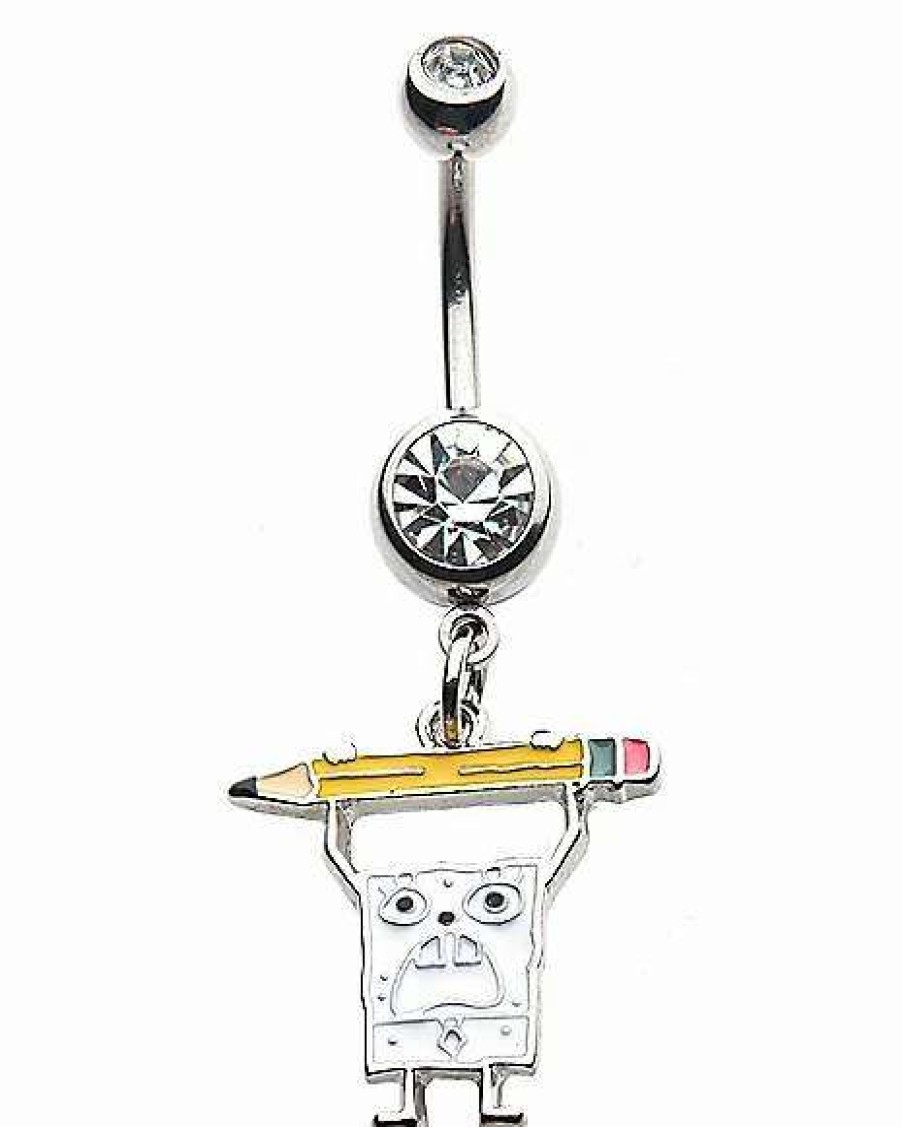 Spongebob * Budget Doodlebob Cz Dangle Belly Ring 14 Gauge Spongebob Squarepants Multi-Color