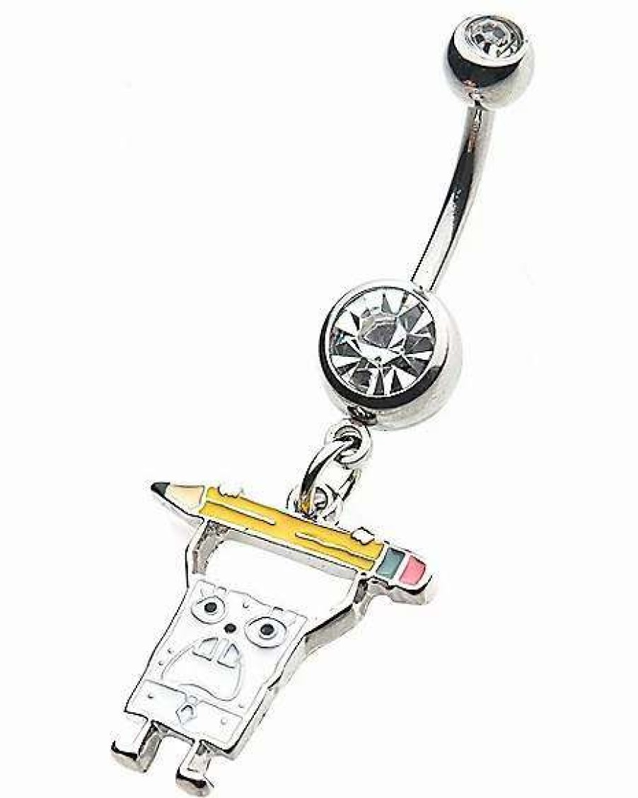 Spongebob * Budget Doodlebob Cz Dangle Belly Ring 14 Gauge Spongebob Squarepants Multi-Color