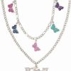 Bratz * Wholesale Bratz Butterfly Double Strand Chain Necklace Silver