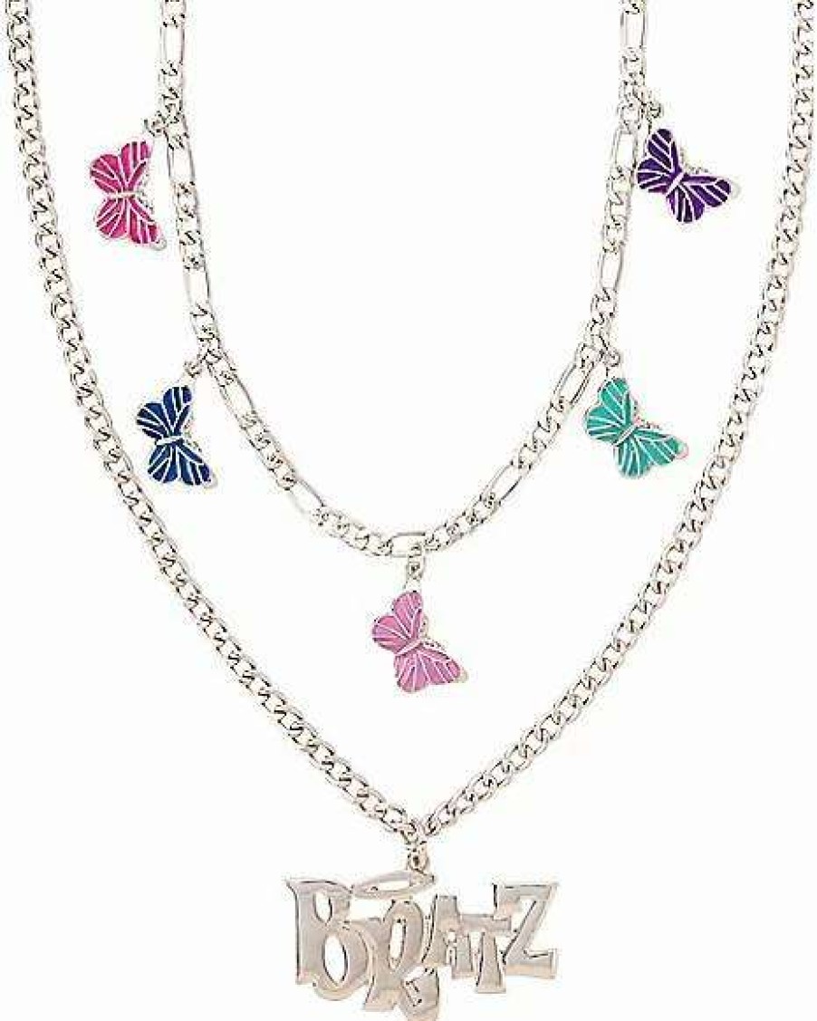 Bratz * Wholesale Bratz Butterfly Double Strand Chain Necklace Silver