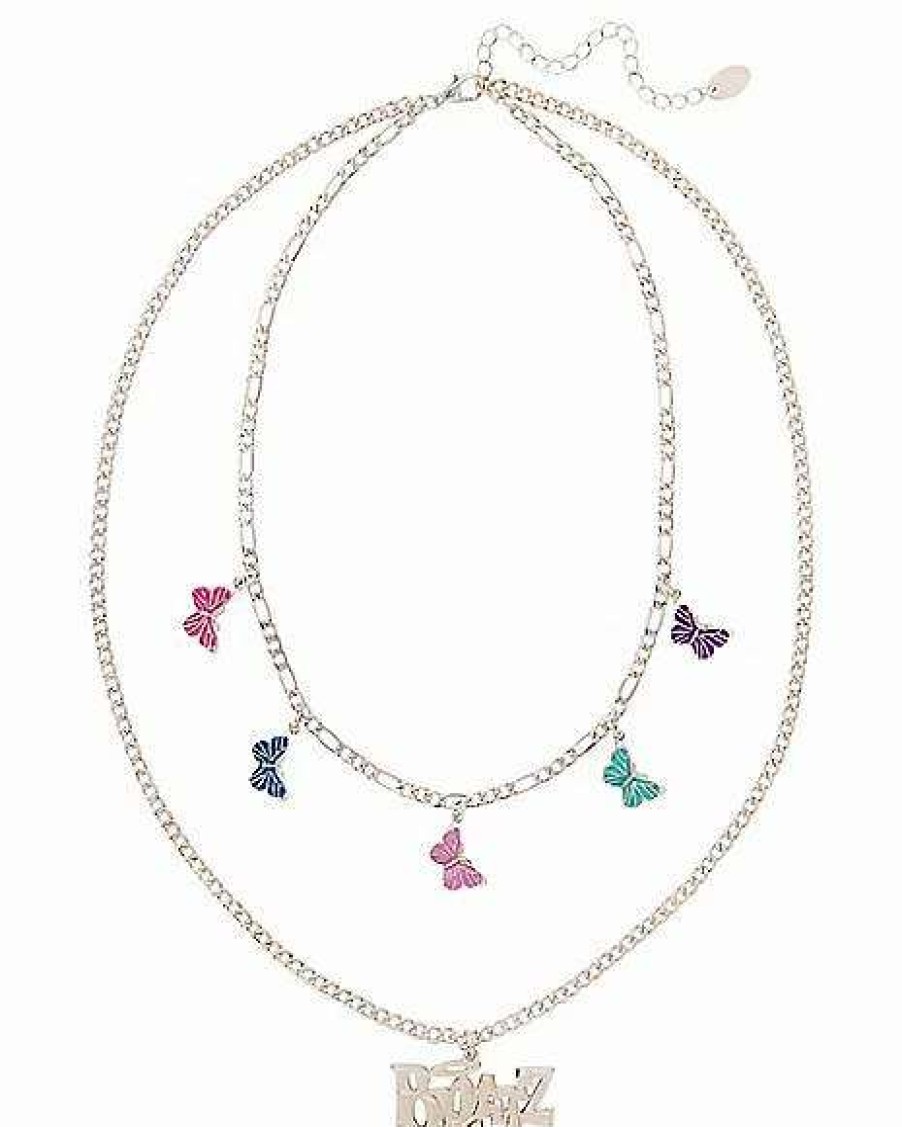 Bratz * Wholesale Bratz Butterfly Double Strand Chain Necklace Silver