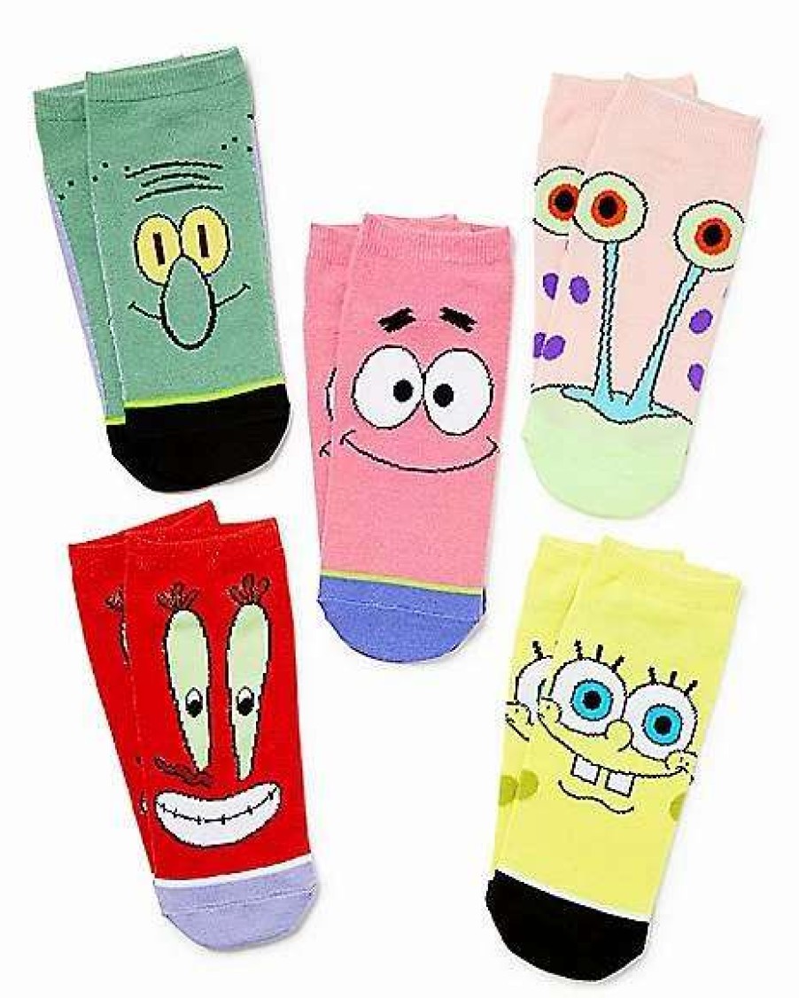 Spongebob * Best Sale Spongebob Squarepants Character Socks 5 Pair Multi-Color