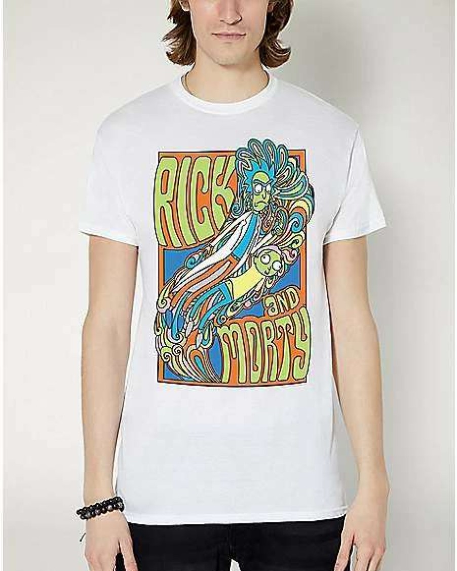 Rick And Morty * Hot Sale Psychedelic Swirl Rick And Morty T Shirt White