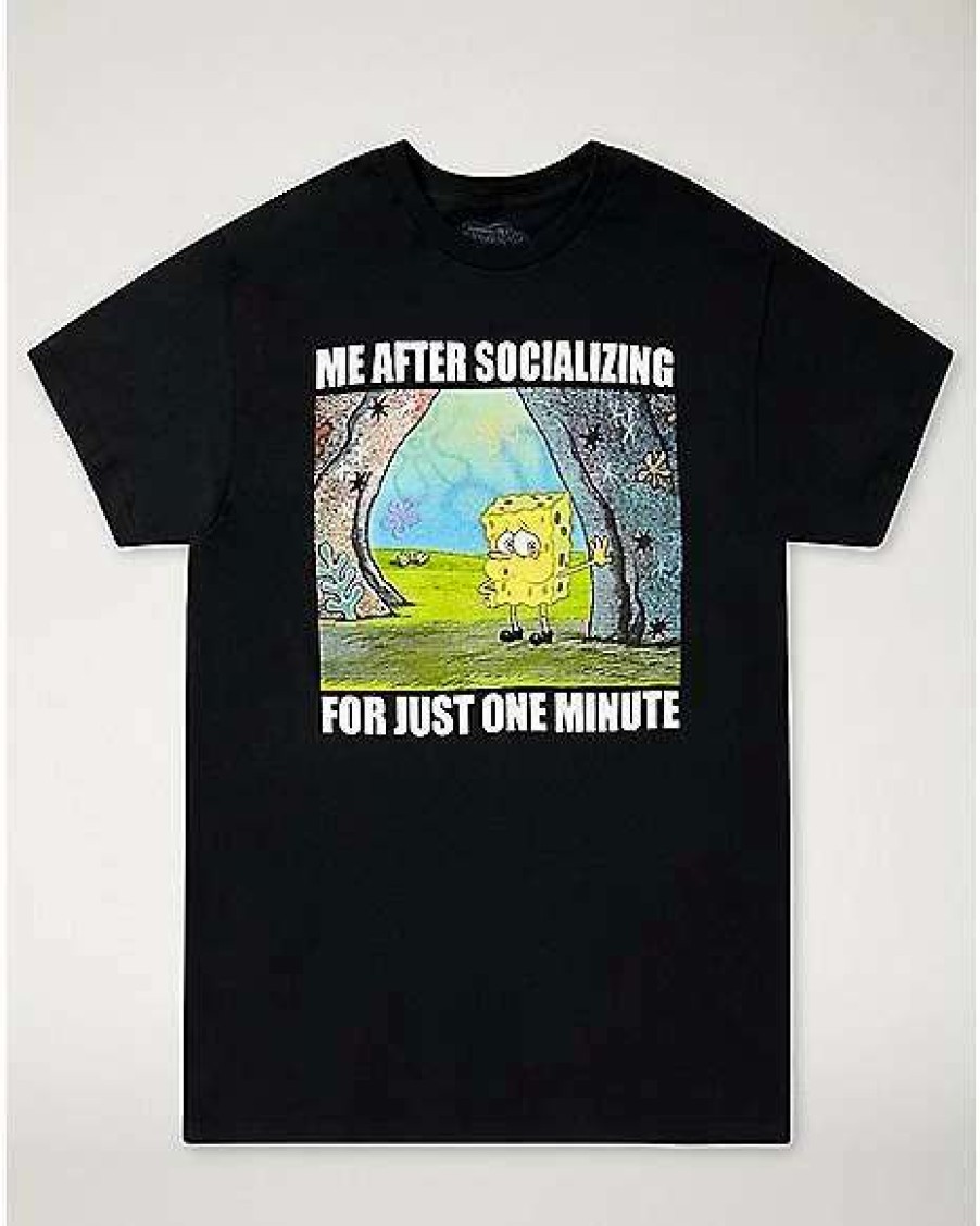 Spongebob * Wholesale Me After Socializing T Shirt Spongebob Squarepants Black