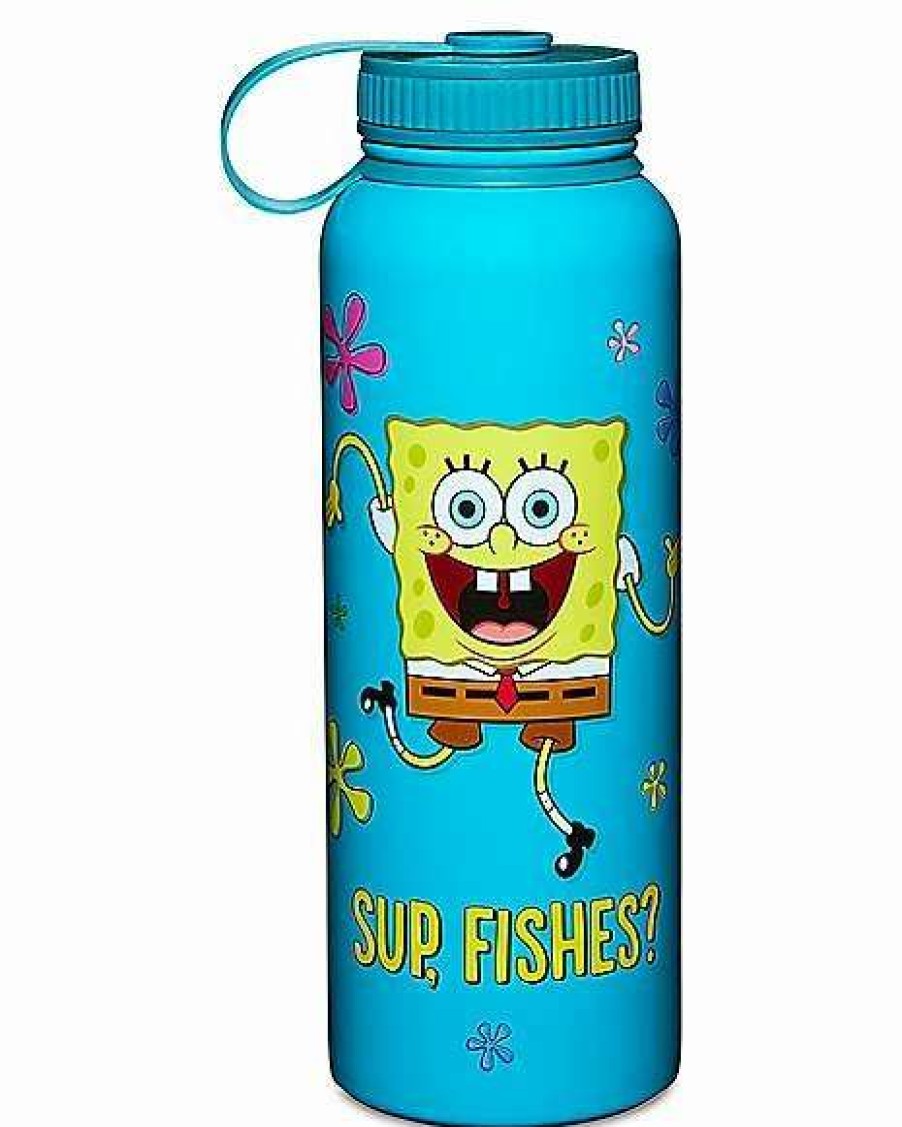 Spongebob * Top 10 Sup Fishes Spongebob Squarepants Water Bottle 42 Oz. Green